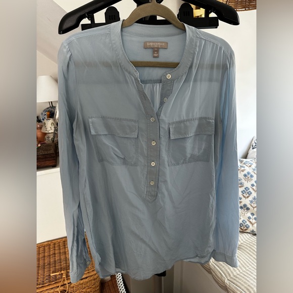 Banana Republic silk Slate Blue Button Down Shirt - Picture 1 of 2